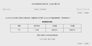 央行开展4020亿元7天期逆回购操作