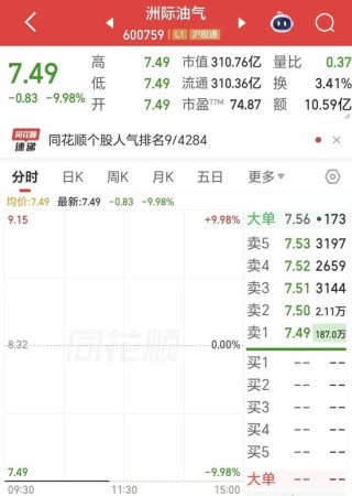 一字跌停！10天6涨停的油气牛股，崩了？去年净利下滑超78%！