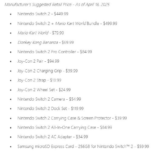 任天堂维持Switch 2定价 美国4月24日开启零售预购  第2张
