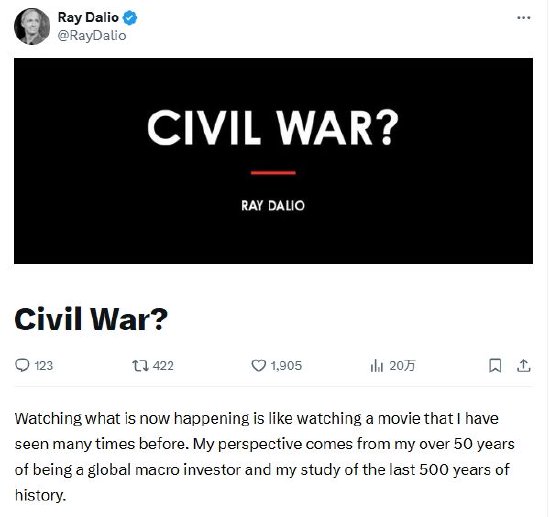 瑞·达利欧:美国内战?现在的发展表明三大秩序极有可能同时崩溃 第1张 瑞·达利欧:美国内战?现在的发展表明三大秩序极有可能同时崩溃 第1张