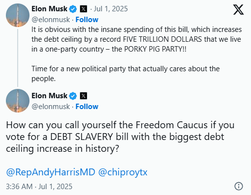 马斯克将特朗普的税收法案斥为 “债务奴役”，并誓言罢免支持该法案的共和党人  第3张