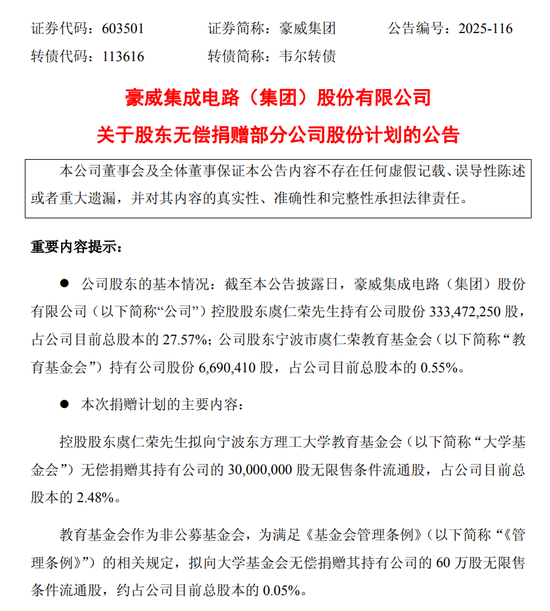 刚刚!捐了36亿股票 第1张 刚刚!捐了36亿股票 第1张