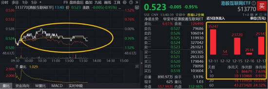 纳指跳水拖累港股，低位AI龙头再遭错杀！资金溢价抄底，百亿港股互联网ETF（513770）连续吸金逾11亿元  第1张