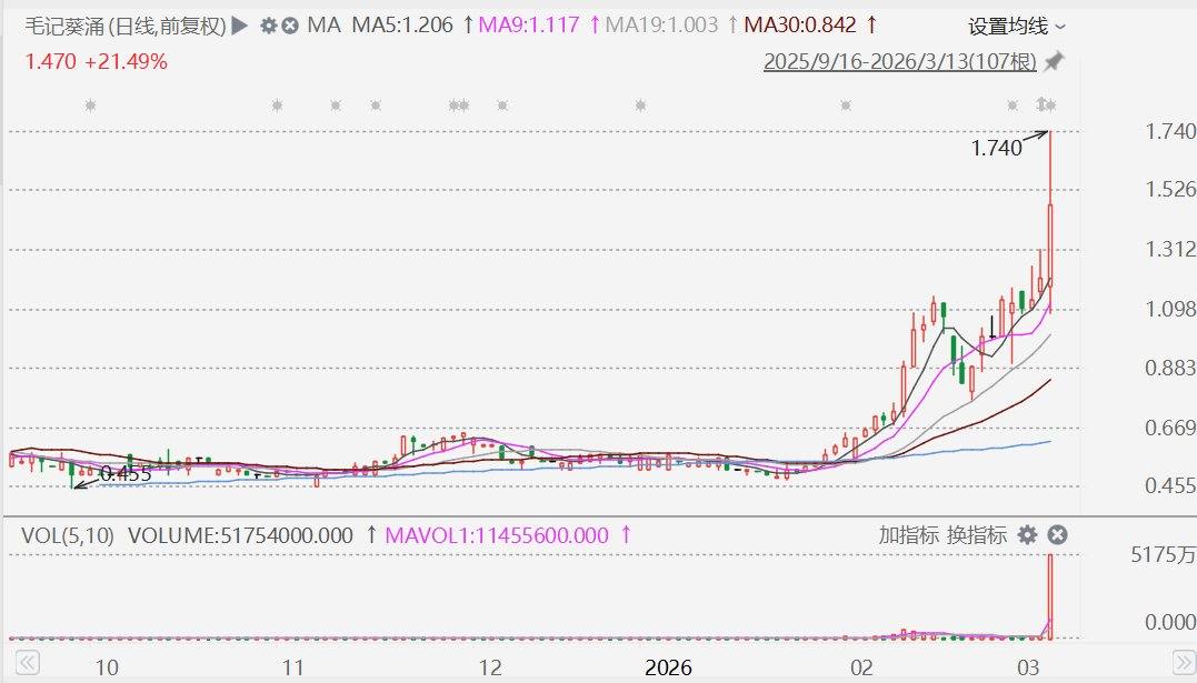 港股异动丨毛记葵涌飙升超43%,控股权易手 第1张 港股异动丨毛记葵涌飙升超43%,控股权易手 第1张