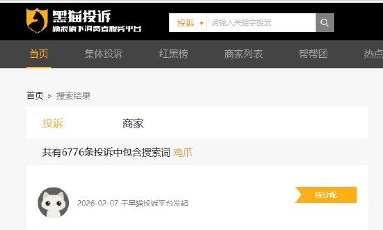 央视315晚会曝光漂白鸡爪问题：黑猫平台相关投诉6776件  第1张